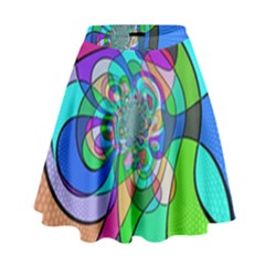 Retro Wave Background Pattern High Waist Skirt by Nexatart