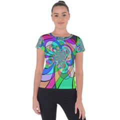 Retro Wave Background Pattern Short Sleeve Sports Top  by Nexatart