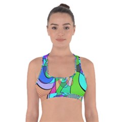 Retro Wave Background Pattern Cross Back Sports Bra by Nexatart