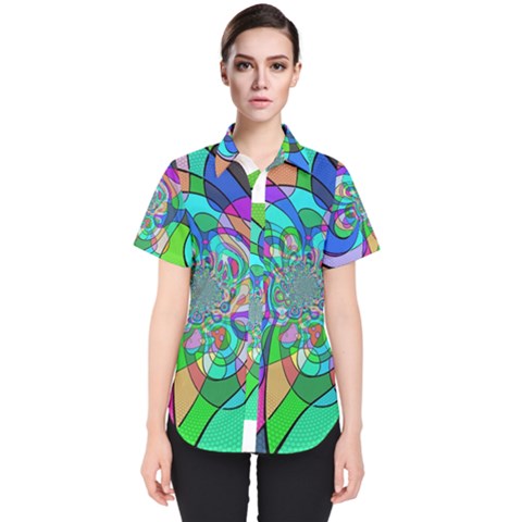 Retro Wave Background Pattern Women s Short Sleeve Shirt by Nexatart