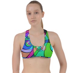 Retro Wave Background Pattern Criss Cross Racerback Sports Bra by Nexatart