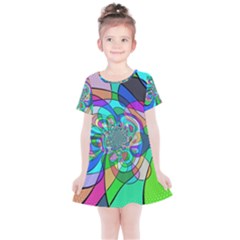 Retro Wave Background Pattern Kids  Simple Cotton Dress