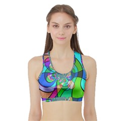 Retro Wave Background Pattern Sports Bra With Border by Nexatart