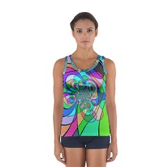 Retro Wave Background Pattern Sport Tank Top  by Nexatart