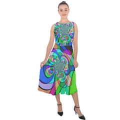 Retro Wave Background Pattern Midi Tie-back Chiffon Dress by Nexatart