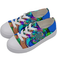 Retro Wave Background Pattern Kids  Low Top Canvas Sneakers by Nexatart