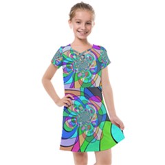 Retro Wave Background Pattern Kids  Cross Web Dress