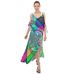 Retro Wave Background Pattern Maxi Chiffon Cover Up Dress