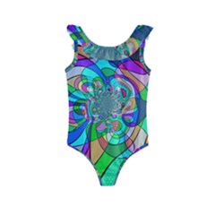 Retro Wave Background Pattern Kids  Frill Swimsuit