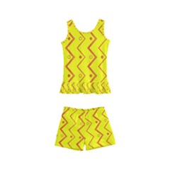 Yellow Background Abstract Kid s Boyleg Swimsuit