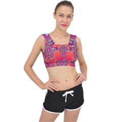 Floral Background Texture Pink V-back Sports Bra