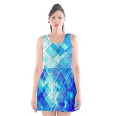 Abstract Squares Arrangement Scoop Neck Skater Dress