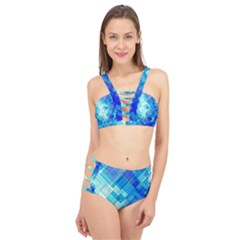 Abstract Squares Arrangement Cage Up Bikini Set