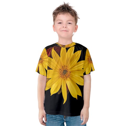 Sun Flower Blossom Bloom Particles Kids  Cotton Tee by Nexatart