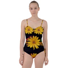 Sun Flower Blossom Bloom Particles Sweetheart Tankini Set by Nexatart