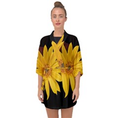 Sun Flower Blossom Bloom Particles Half Sleeve Chiffon Kimono by Nexatart