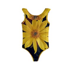 Sun Flower Blossom Bloom Particles Kids  Frill Swimsuit