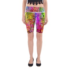 Color Abstract Artifact Pixel Yoga Cropped Leggings by Nexatart