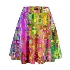 Color Abstract Artifact Pixel High Waist Skirt by Nexatart