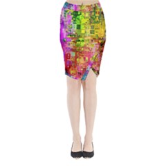 Color Abstract Artifact Pixel Midi Wrap Pencil Skirt by Nexatart