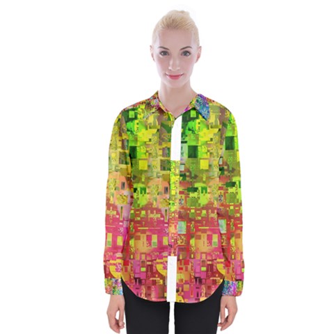 Color Abstract Artifact Pixel Womens Long Sleeve Shirt by Nexatart