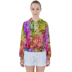 Color Abstract Artifact Pixel Women s Tie Up Sweat