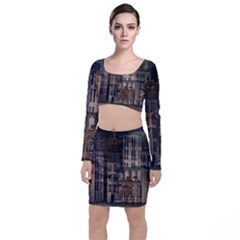 Architecture City Home Window Long Sleeve Crop Top & Bodycon Skirt Set by Nexatart