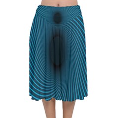 Background Spiral Abstract Pattern Velvet Flared Midi Skirt