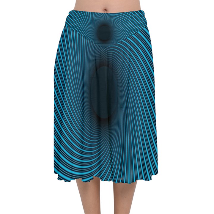 Background Spiral Abstract Pattern Velvet Flared Midi Skirt