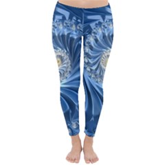 Blue Fractal Abstract Spiral Classic Winter Leggings by Nexatart