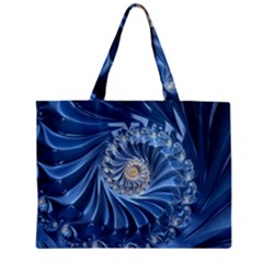 Blue Fractal Abstract Spiral Zipper Mini Tote Bag by Nexatart