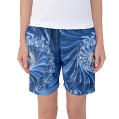 Blue Fractal Abstract Spiral Women s Basketball Shorts by Nexatart