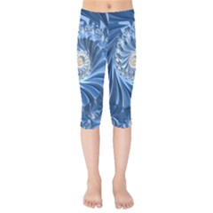 Blue Fractal Abstract Spiral Kids  Capri Leggings  by Nexatart