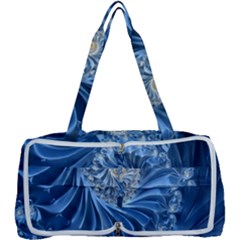 Blue Fractal Abstract Spiral Multi Function Bag	