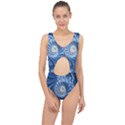 Blue Fractal Abstract Spiral Center Cut Out Swimsuit View1