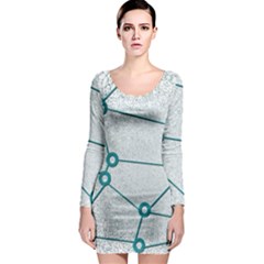 Network Social Abstract Long Sleeve Bodycon Dress by Nexatart