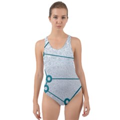 Network Social Abstract Cut-out Back One Piece Swimsuit by Nexatart