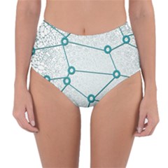 Network Social Abstract Reversible High-waist Bikini Bottoms by Nexatart