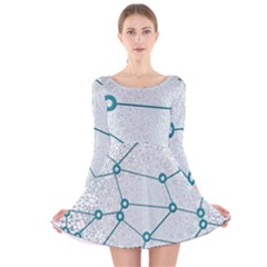 Network Social Abstract Long Sleeve Velvet Skater Dress by Nexatart