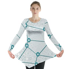 Network Social Abstract Long Sleeve Tunic  by Nexatart