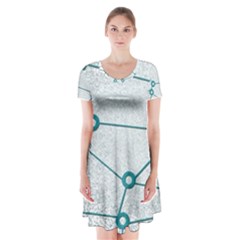 Network Social Abstract Short Sleeve V-neck Flare Dress by Nexatart