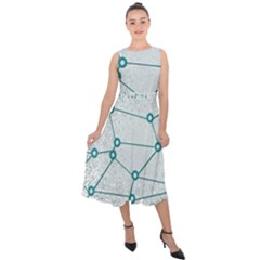 Network Social Abstract Midi Tie-back Chiffon Dress