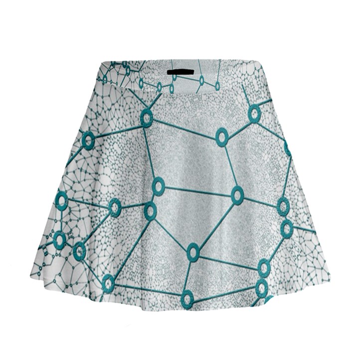 Network Social Abstract Mini Flare Skirt