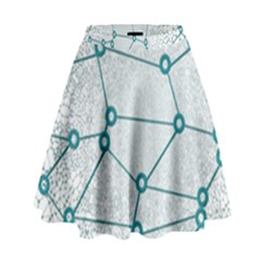 Network Social Abstract High Waist Skirt by Nexatart