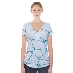 Network Social Abstract Short Sleeve Front Detail Top by Nexatart