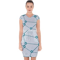 Network Social Abstract Capsleeve Drawstring Dress  by Nexatart