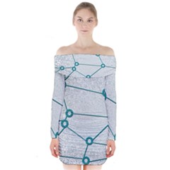 Network Social Abstract Long Sleeve Off Shoulder Dress by Nexatart