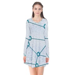 Network Social Abstract Long Sleeve V-neck Flare Dress by Nexatart