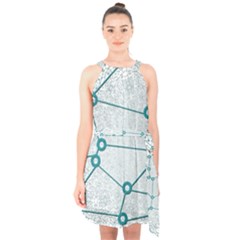 Network Social Abstract Halter Collar Waist Tie Chiffon Dress by Nexatart