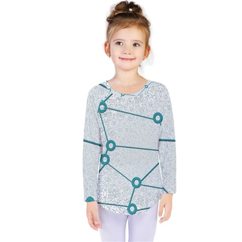 Network Social Abstract Kids  Long Sleeve Tee by Nexatart